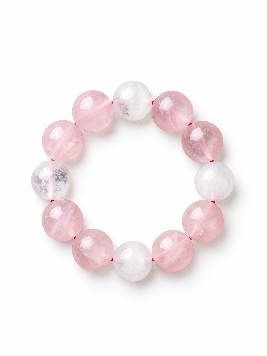 Rose quartz and Himalayan quartz bracelet in pale pink and white.