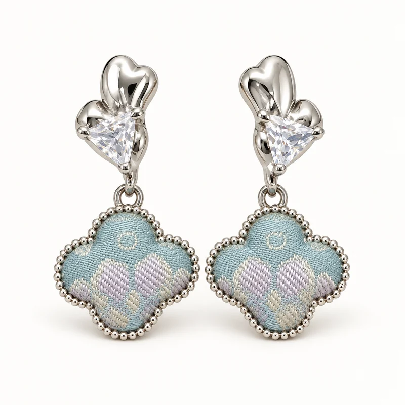 Pale blue Song brocade cloud drop earrings.