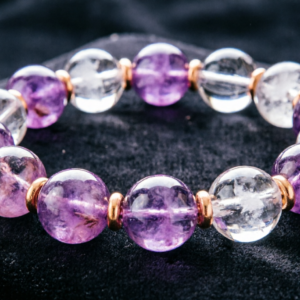 Bolivian Amethyst & Brazilian Quartz Harmony Bracelet | Water & Metal Element Balance | Handcrafted Gemstone Jewelry
