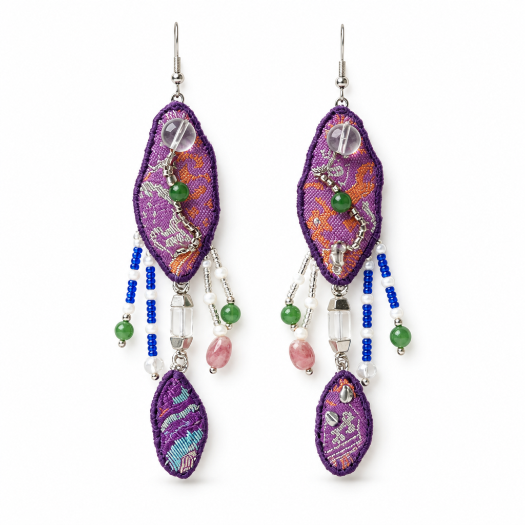 Imperial Violet Drop Earrings, handcrafted by Sunxi Craft