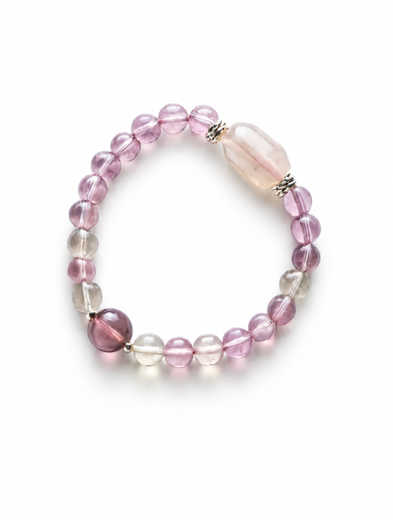 Bolivian Amethyst & Madagascar Rose Quartz Harmony Bracelet - Full View