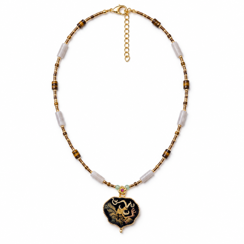 Song Brocade Fragrance Locket Necklace, handcrafted by Sunxi Craft