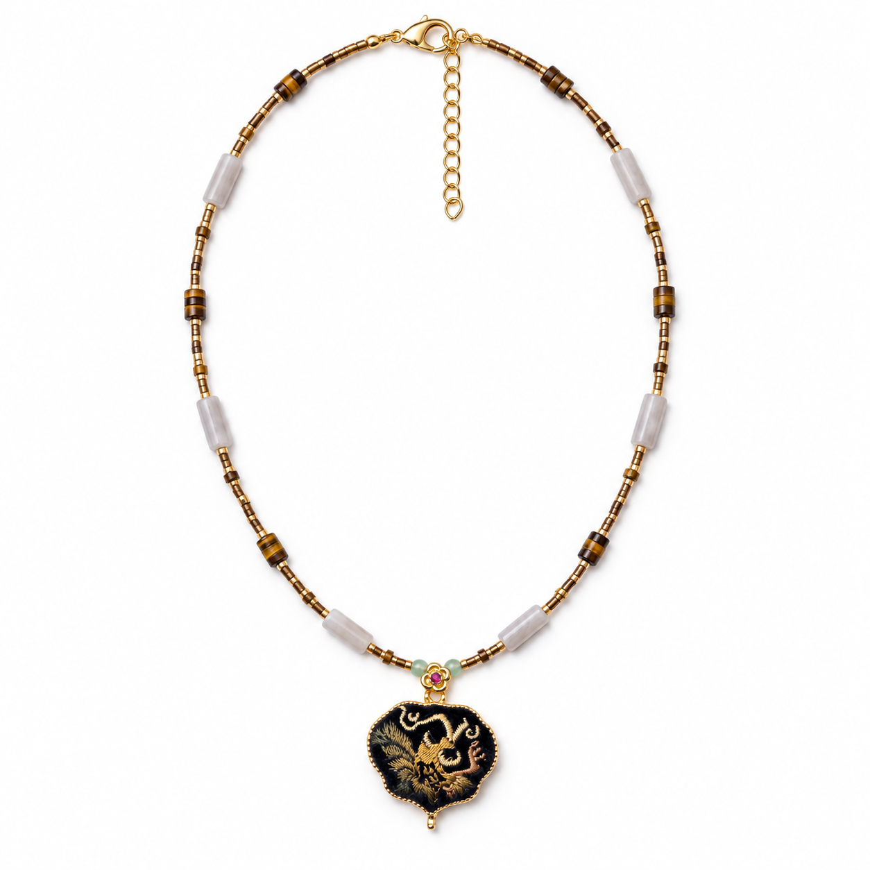 Song Brocade Fragrance Locket Necklace, handcrafted by Sunxi Craft