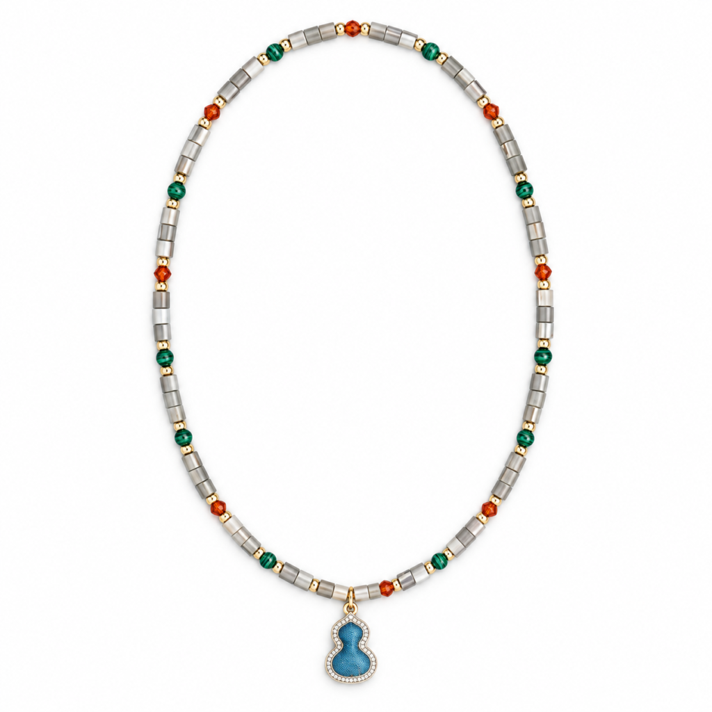Song Brocade & Jade Necklace, handcrafted by Sunxi Craft