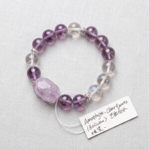 Bolivian Amethyst Raw Crystal Clear Quartz Bracelet - Full View