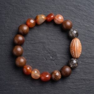 Black Gold Super Seven, Agate, Wood & Ceramic Bracelet - Full View