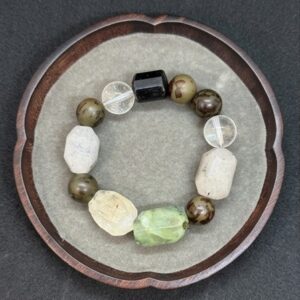 Protection & Growth Bracelet | Black Tourmaline, Green Phantom & Bodhi Root | Handcrafted Five Elements Bracelet | Sunxi Craft
