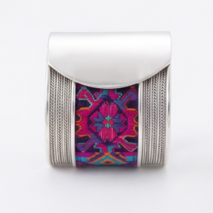 Vintage Miao Embroidery Bracelet | Aged Artisanal Fabric & Miao Silver | Handcrafted Five Elements Bracelet | Sunxi Craft