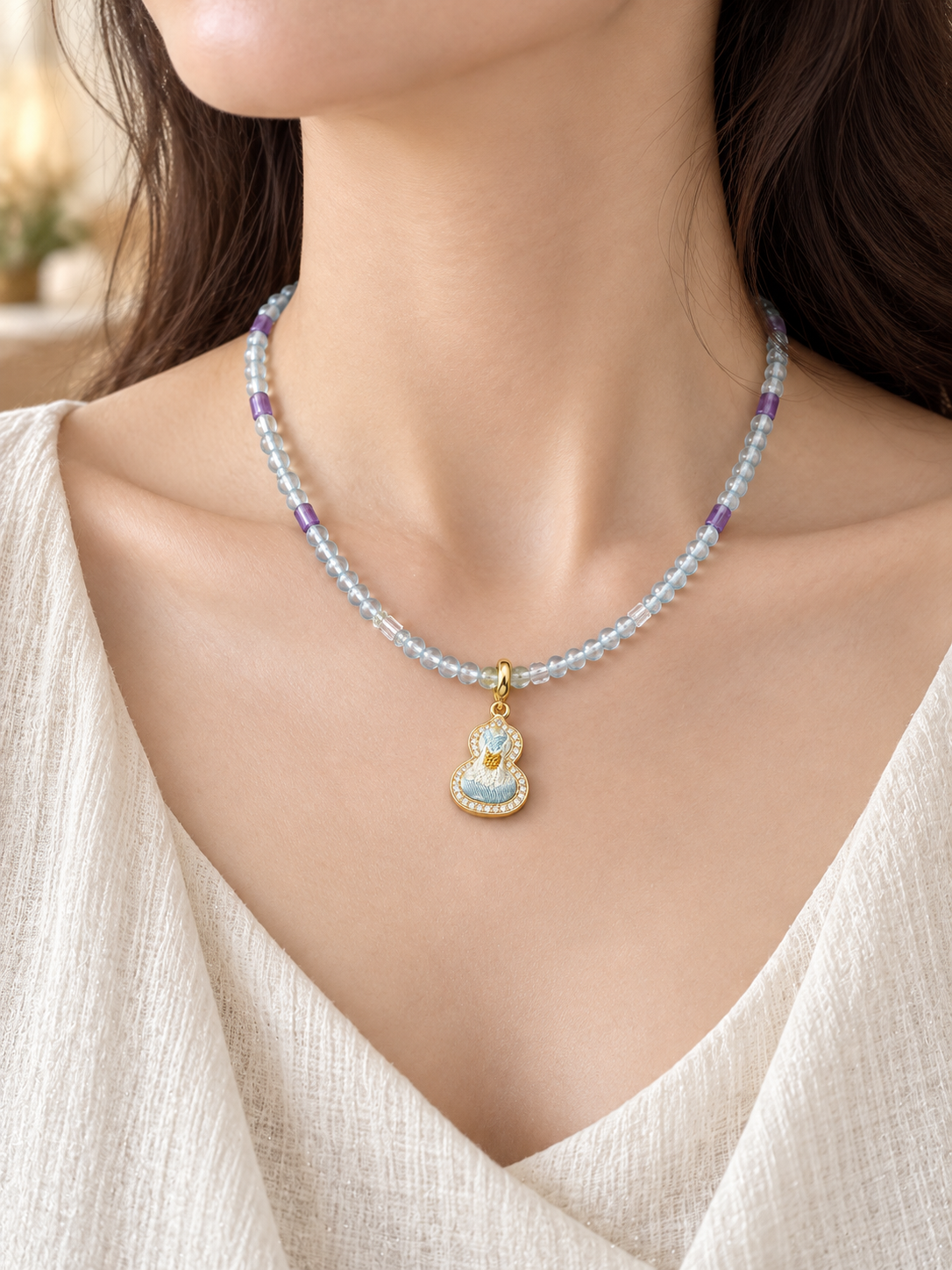 SC-20260917-003 necklace shown in a close worn view on a model.