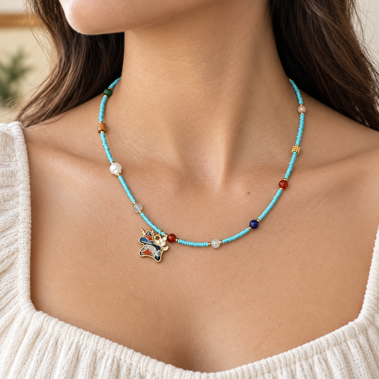 SC-20260917-004 necklace shown in a close worn view on a model.