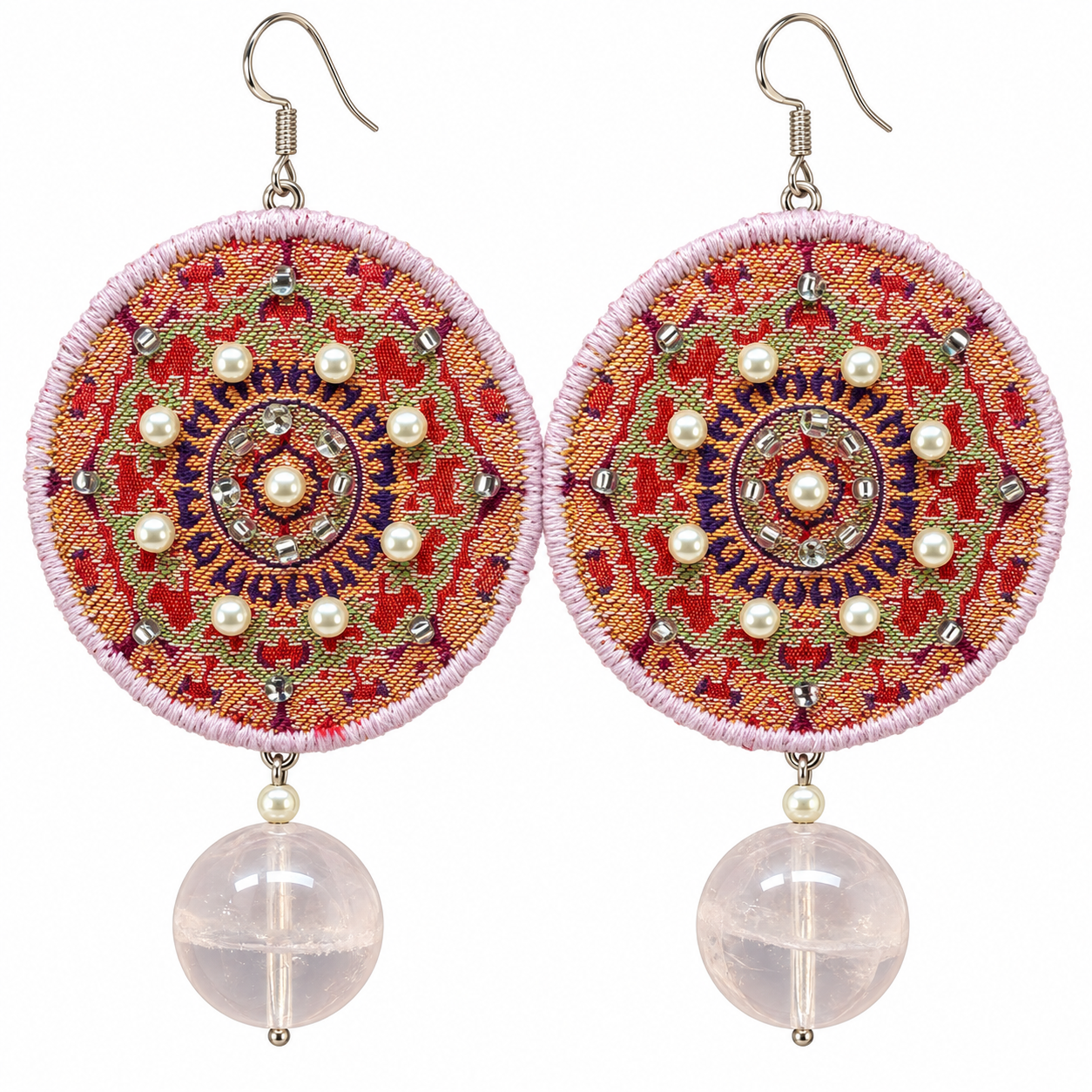 Inner Adventure Rose Mandala Disc Earrings on a clean white background.
