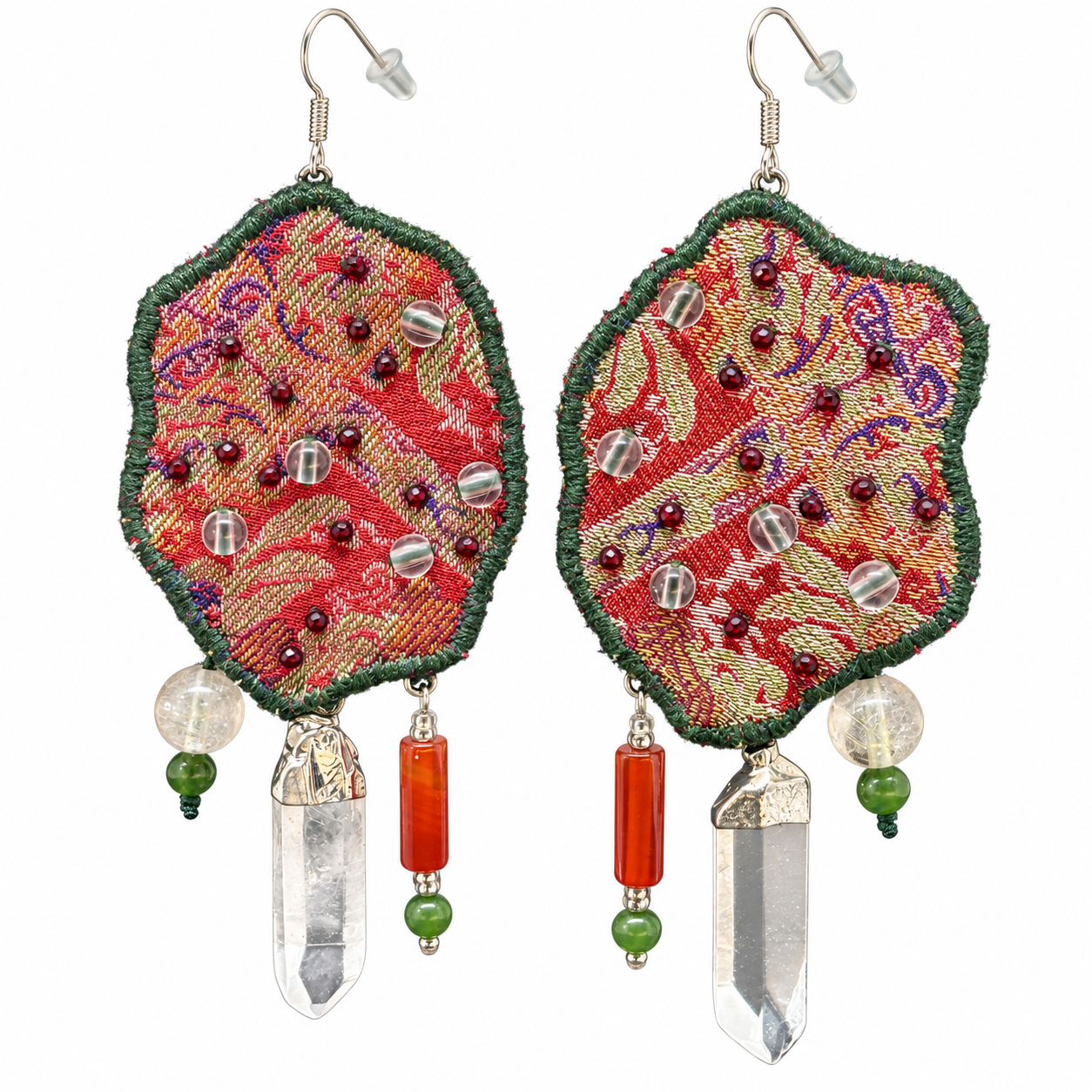 Inner Adventure Red-Gold Clear Point Earrings on a clean white background.