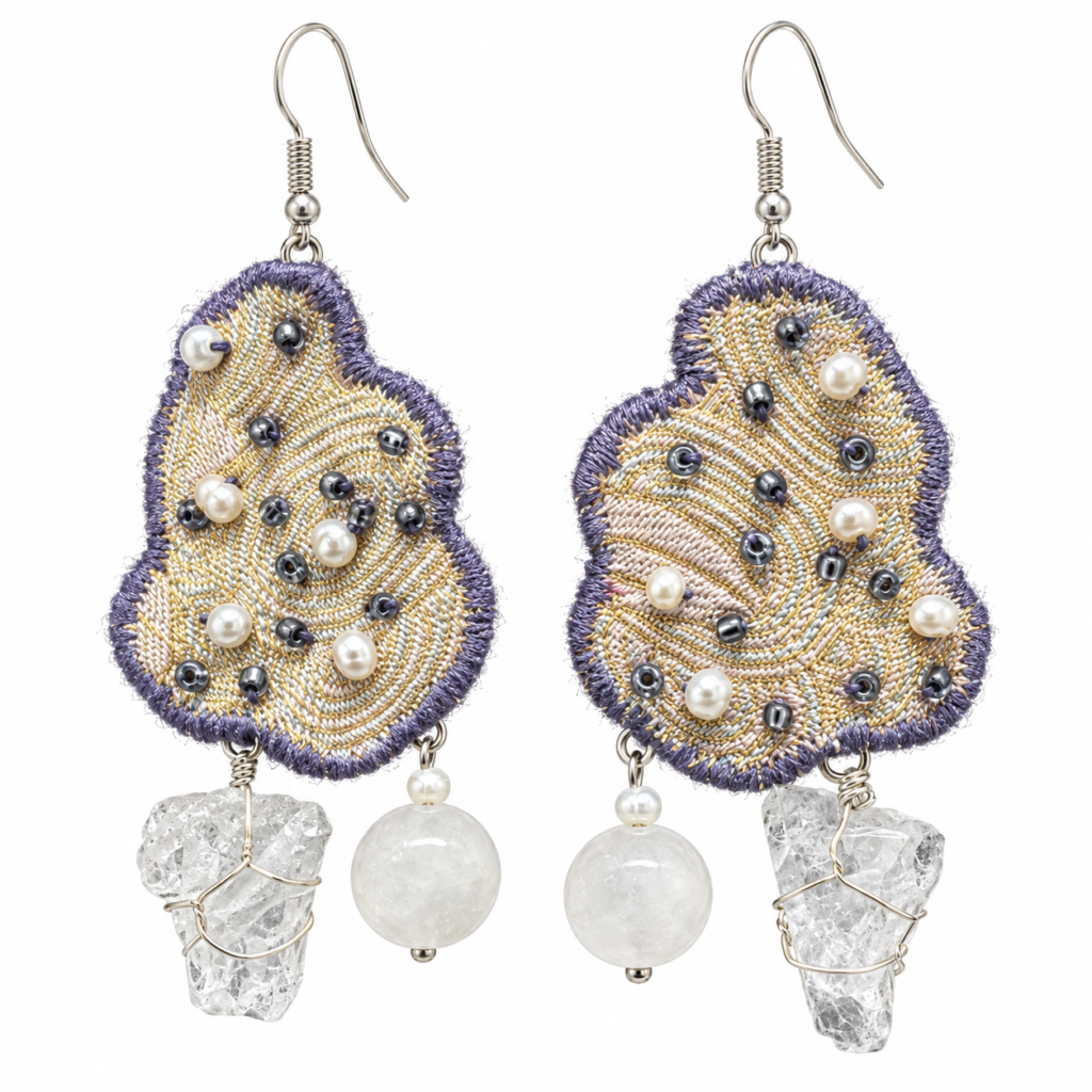 Inner Adventure Silver-Lilac Sculptural Earrings on a clean white background.